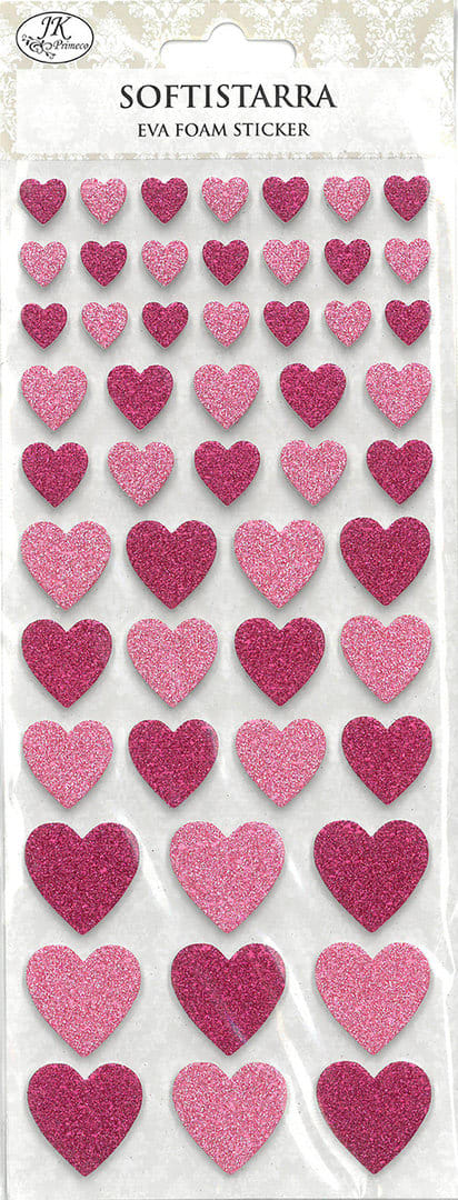 Adesivo glitter in carta con cuore rosa