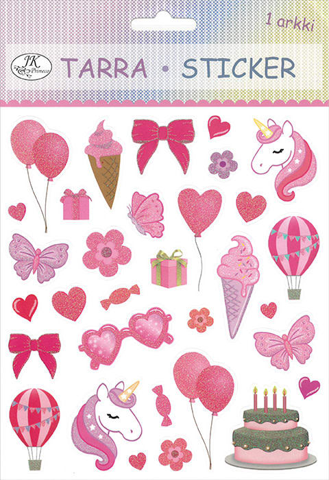 Adesivo glitter in carta con unicorno rosa